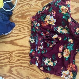 Floral Burgundy Shorts